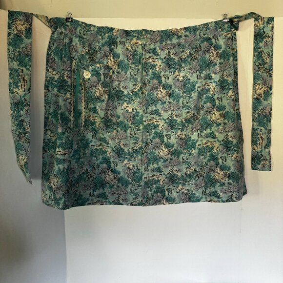 Handmade Women's Waist Half Apron Cotton Light Blue 1 Front Pocket Kitchen Cook - Picture 5 of 12